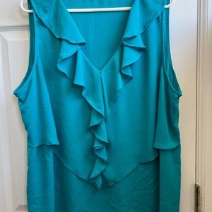 Teal Ruffle Tank Top